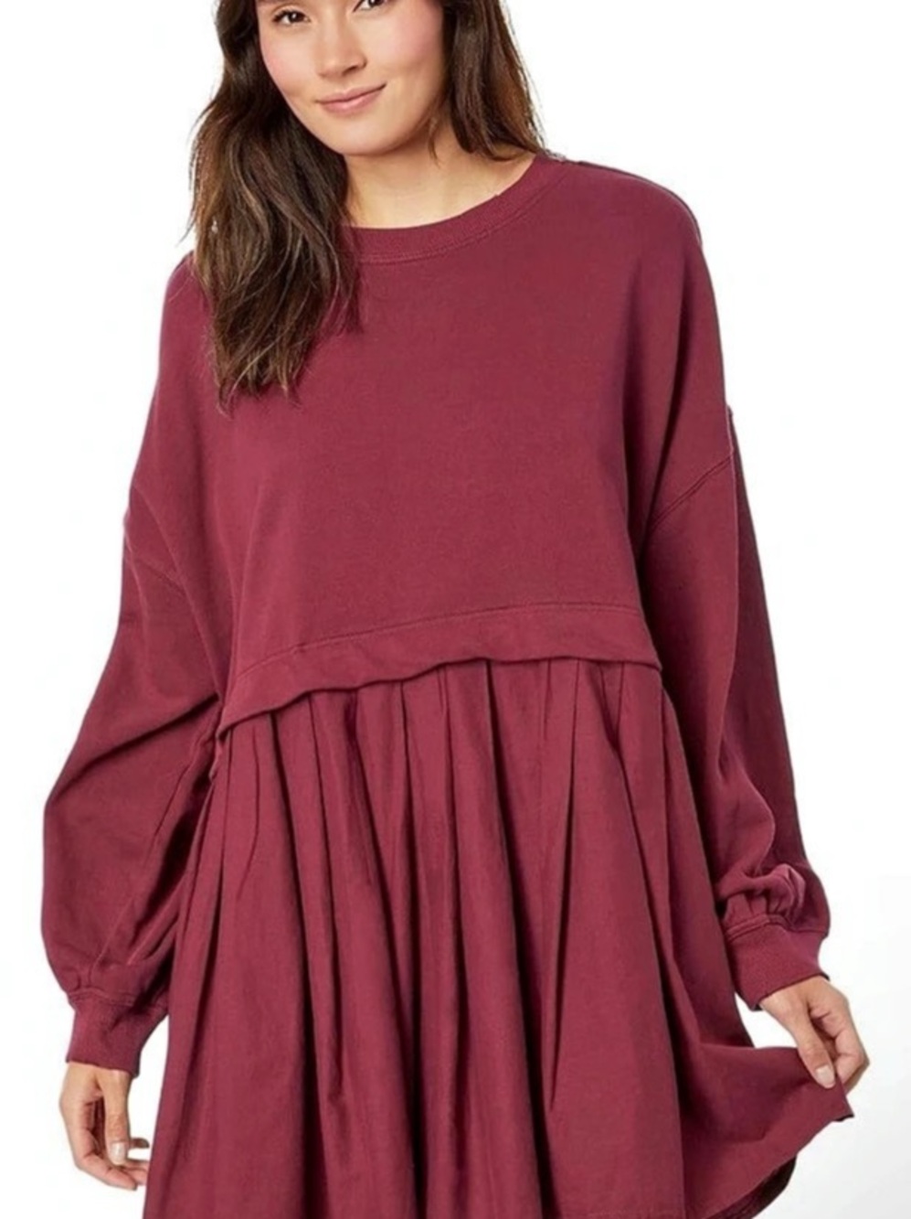 Free People Eleanor Sweatshirt Dress Red Mini Dress